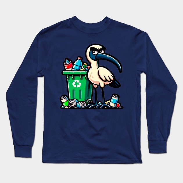 Funny Aussie bin chicken with attitude white ibis Long Sleeve T-Shirt by pickledpossums